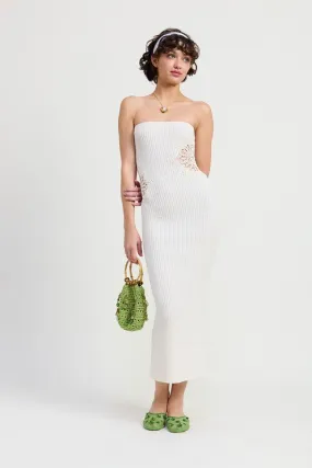 Hot Girl Breezee Bodycon Tube Midi Dress In White