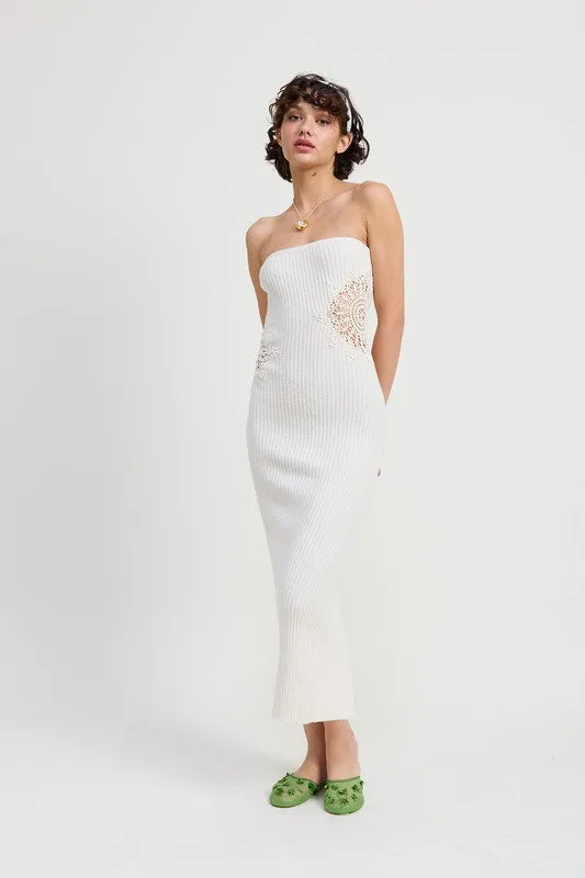 Hot Girl Breezee Bodycon Tube Midi Dress In White