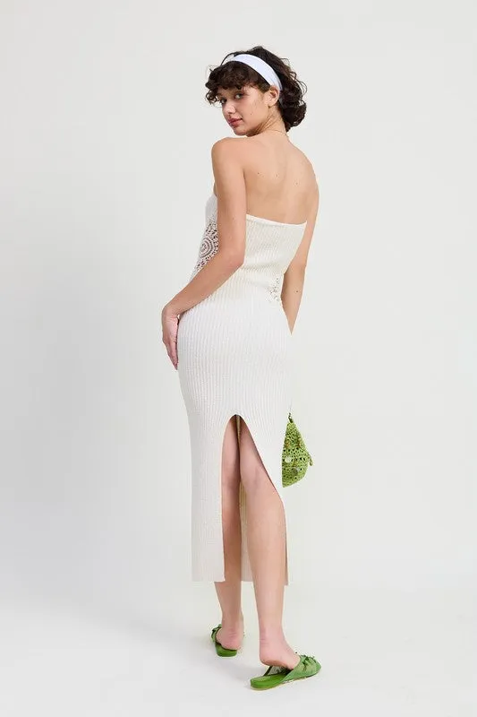 Hot Girl Breezee Bodycon Tube Midi Dress In White