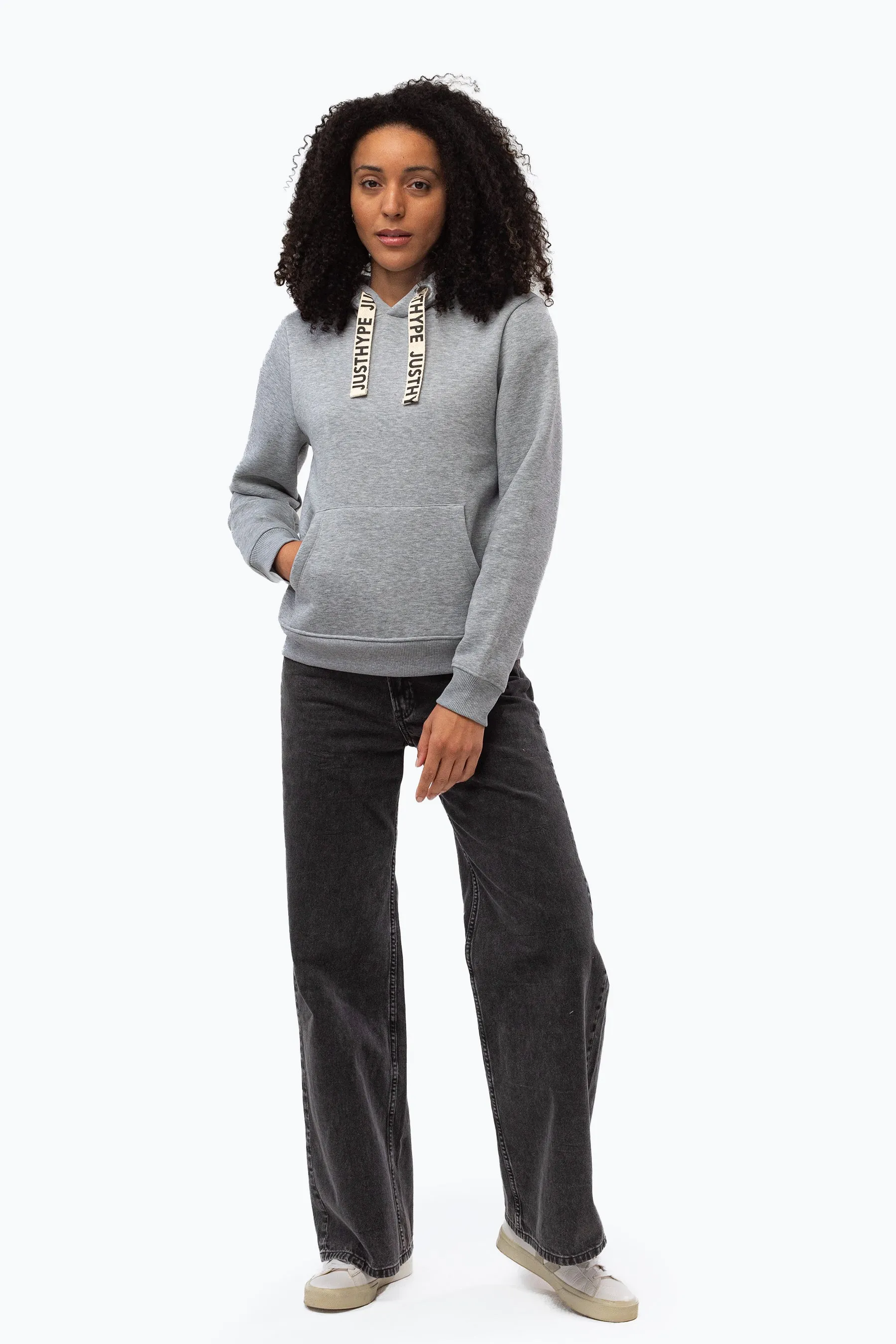 Hype Grey Drawcord Women'S Pullover Hoodie