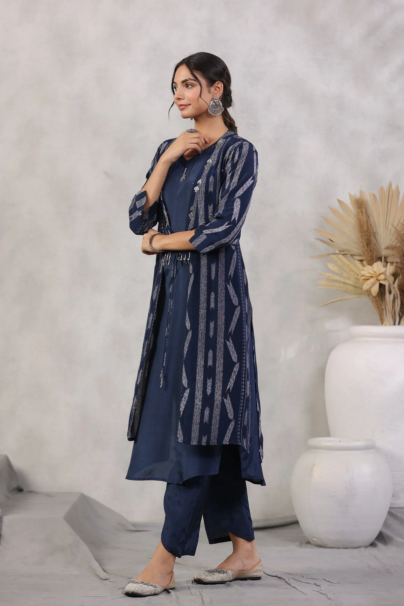 Indigo Maritime Silk Three Piece Coord Set