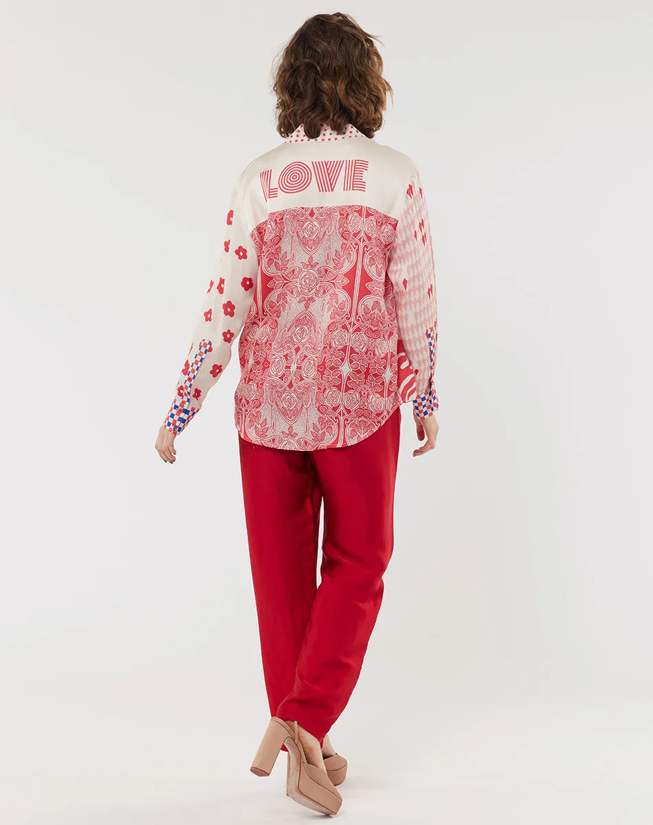 Isabel Mixed Print Rouge Shirt