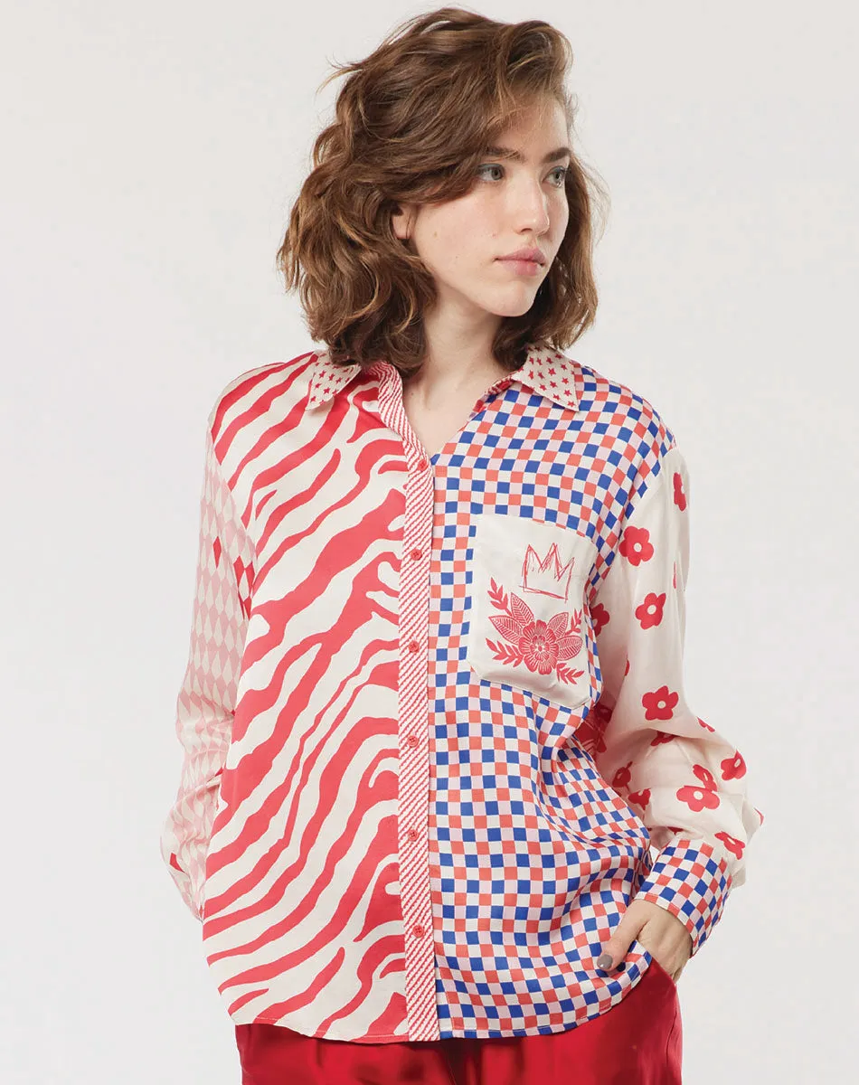 Isabel Mixed Print Rouge Shirt