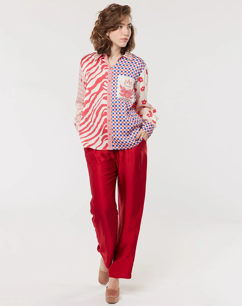 Isabel Mixed Print Rouge Shirt