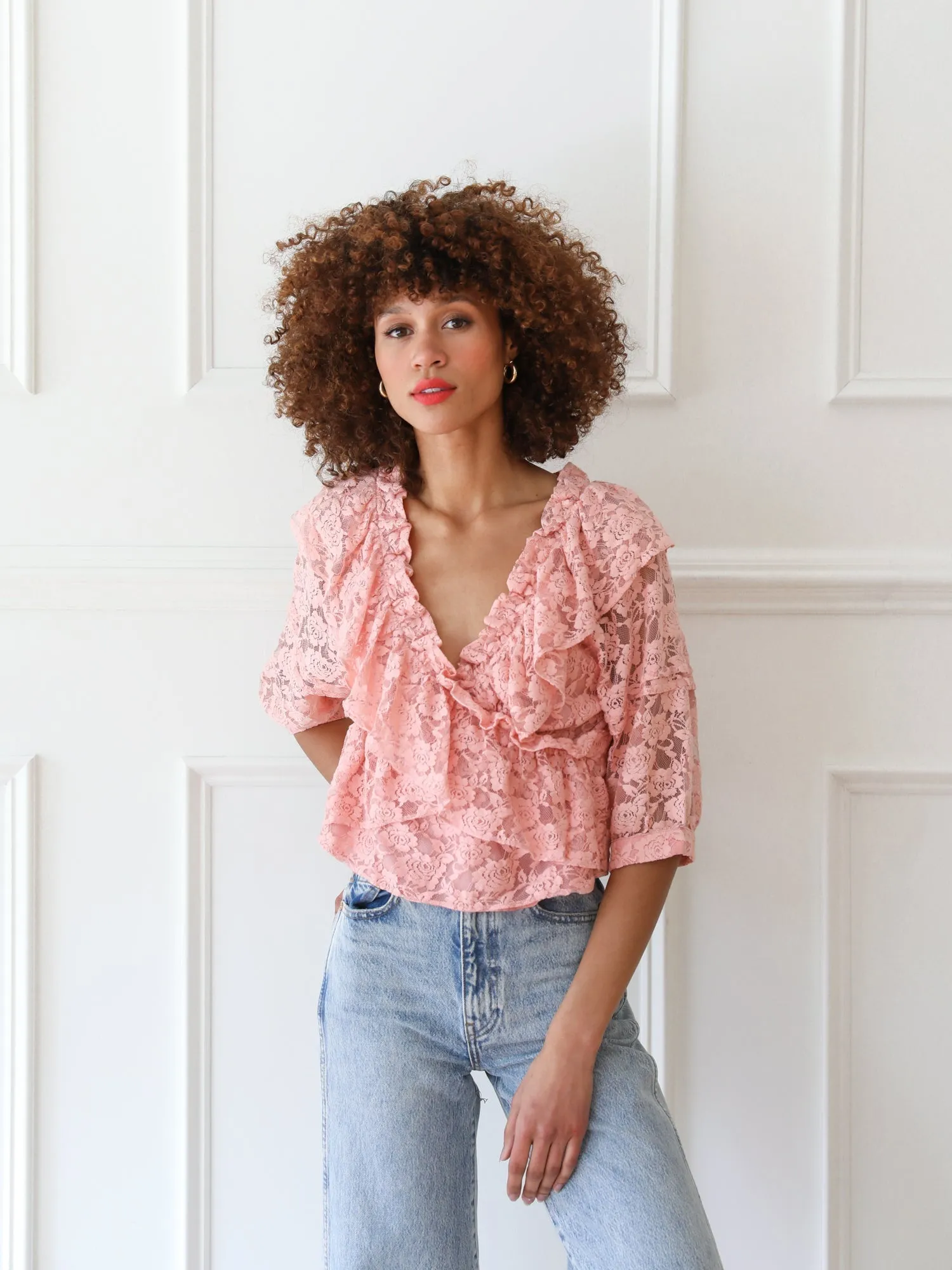 Isabella Top in Blush Lace