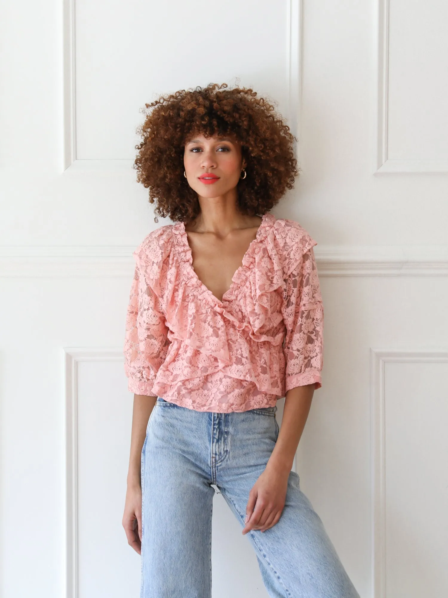 Isabella Top in Blush Lace