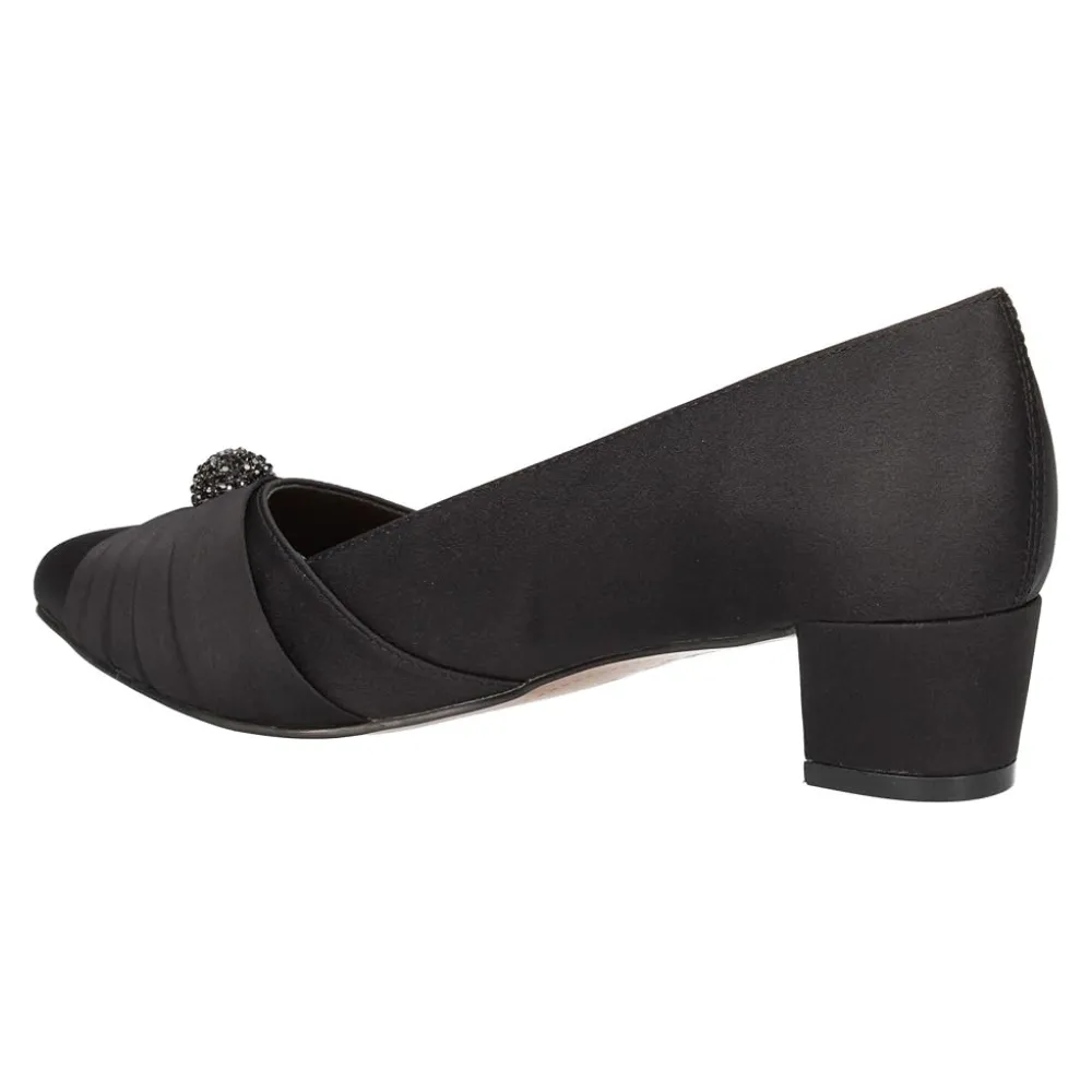 J. Renee Lariel Black Satin Dress Pump (Women's)