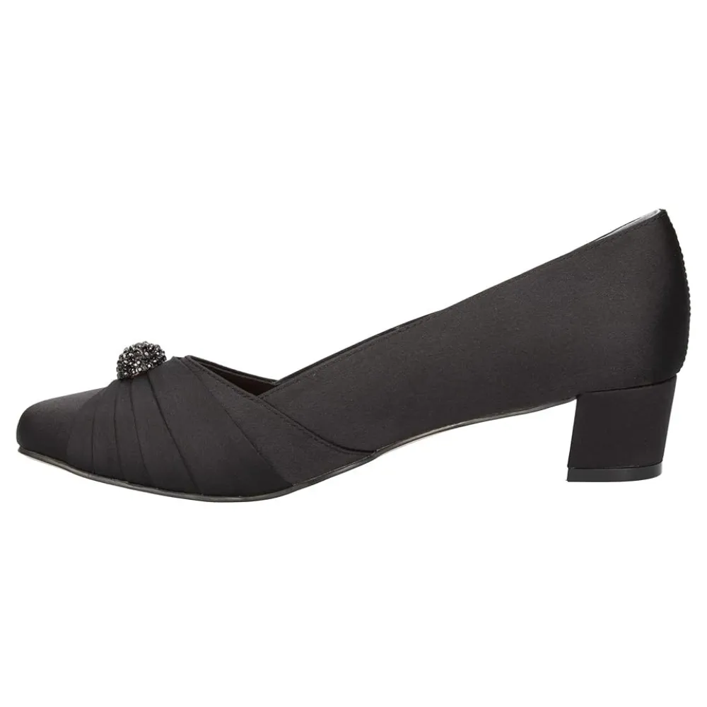 J. Renee Lariel Black Satin Dress Pump (Women's)