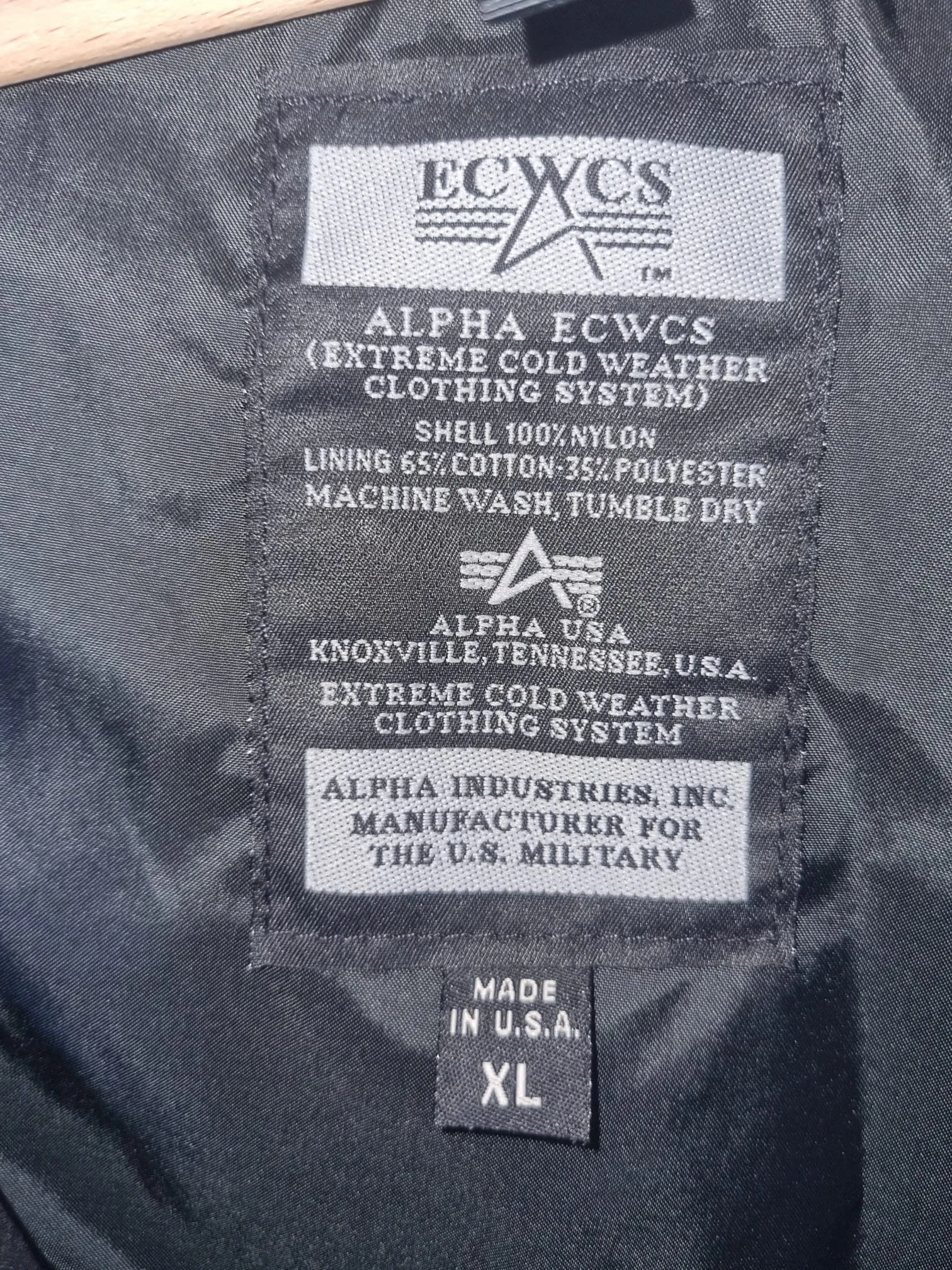 Jacket, Alpha ECWS (Extreme Cold Weather Clothing System) Jacket, Black size XL