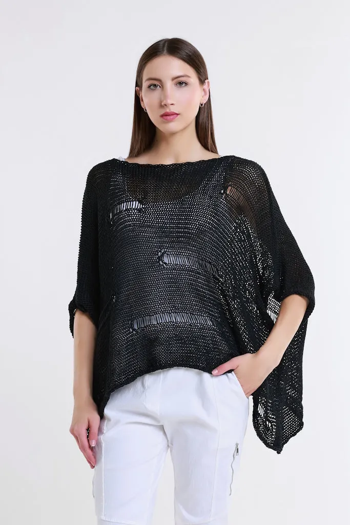 Jean Elbow Slv Open Bar Knit Top (BQ909)