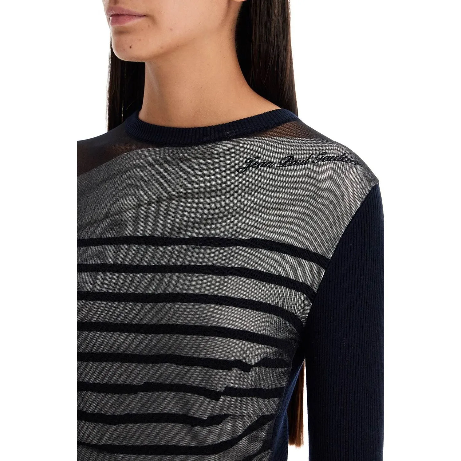 JEAN PAUL GAULTIER "striped mesh sailor shirt