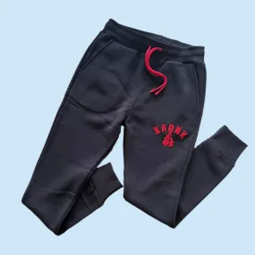 KRONK Boxing Team Towelling Applique Joggers Athletic Fit Black