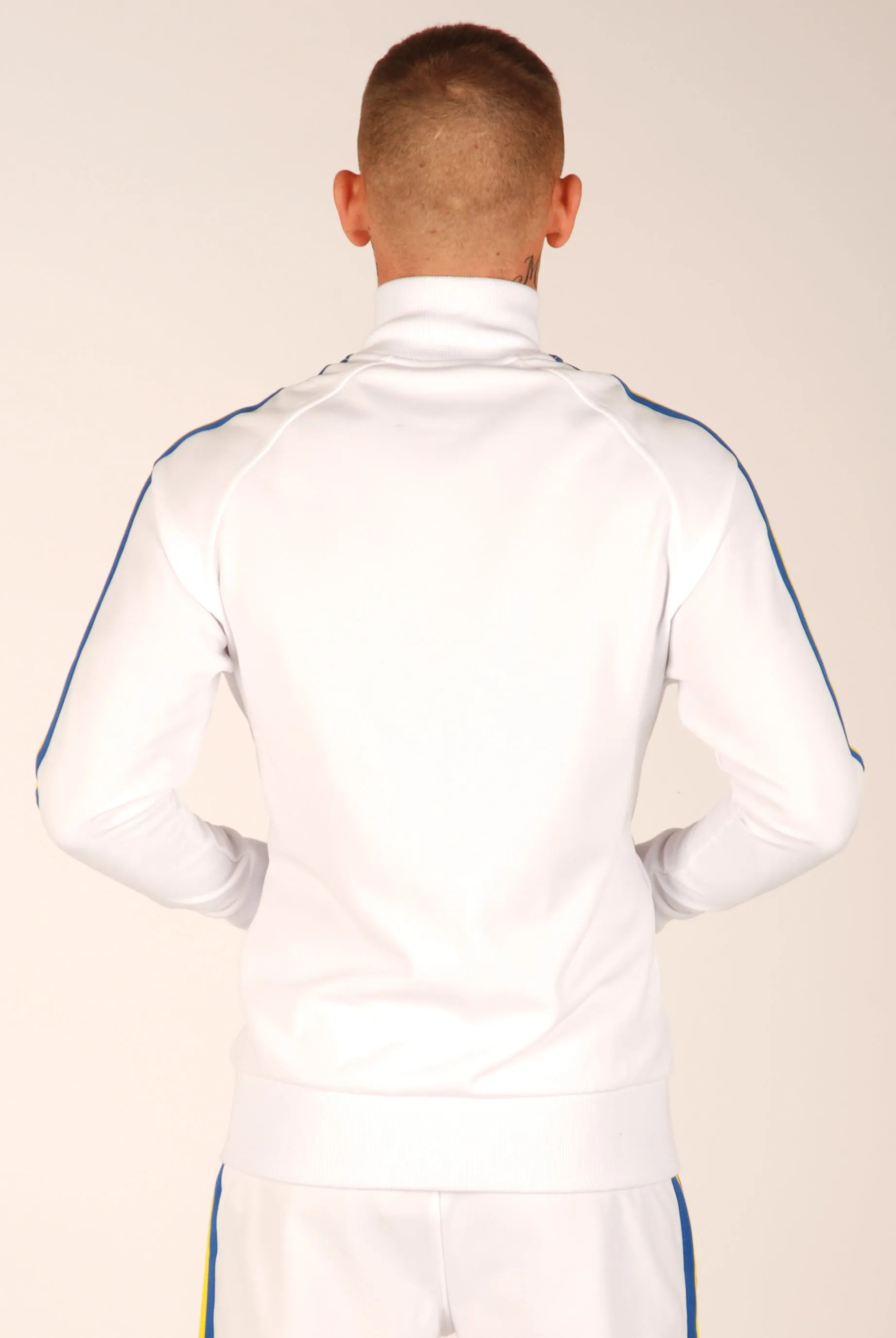 KRONK One Colour Gloves Full Zip Stripe Sleeve Track Top White