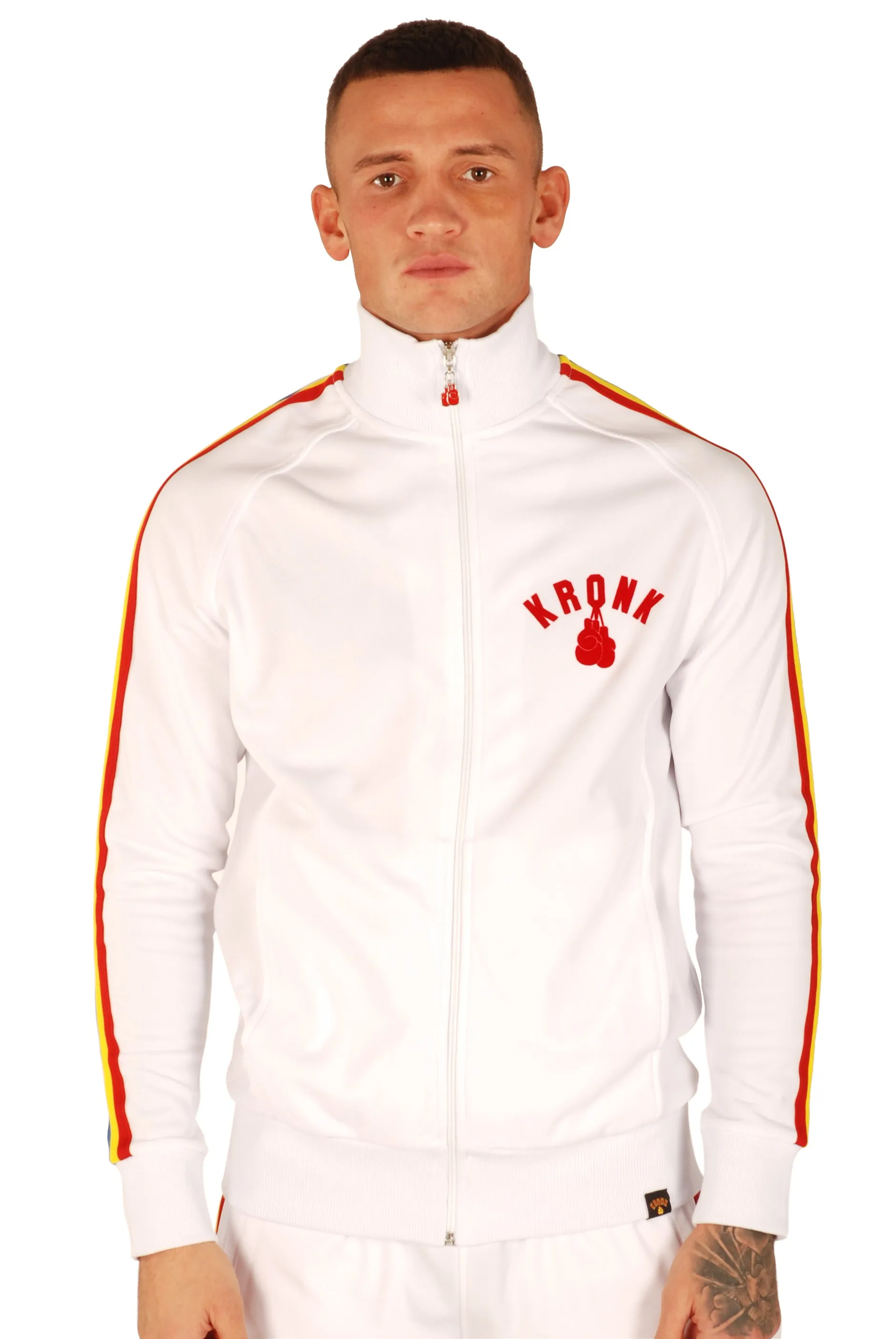 KRONK One Colour Gloves Full Zip Stripe Sleeve Track Top White