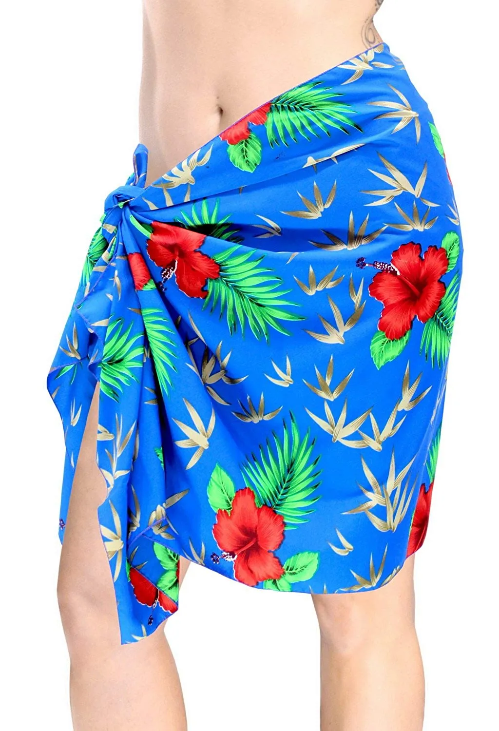 LA LEELA Women Beachwear Bikini Cover up Wrap Pareo Dress Swimwear Mini Sarong 2