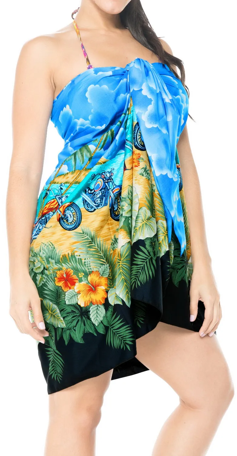 LA LEELA Women Hawaiian Sarong For Women Plus Size Beach Wrap One Size Blue_E403