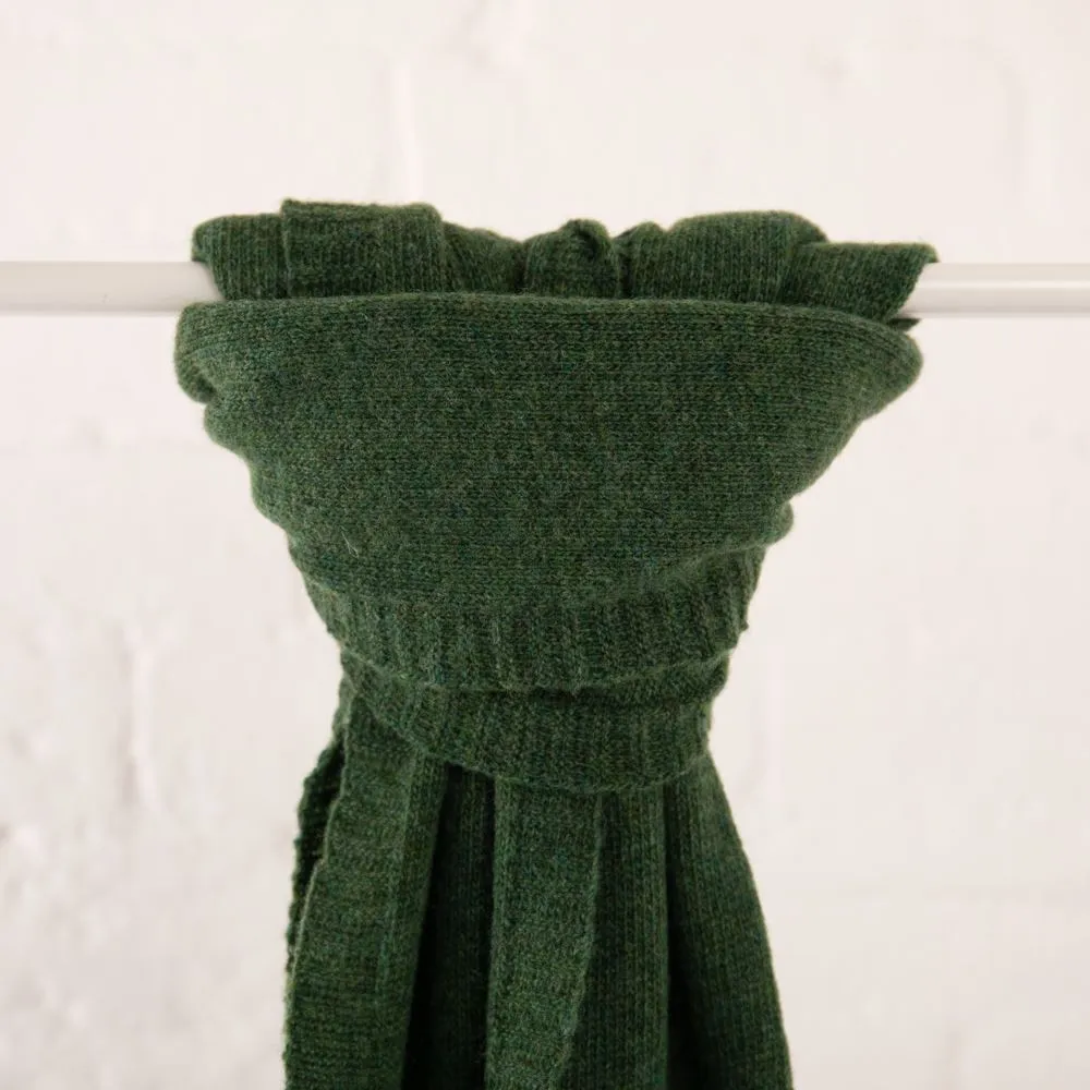 Ladies Lambswool Plain Knit Scarf - Moss