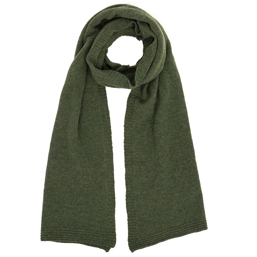 Ladies Lambswool Plain Knit Scarf - Moss