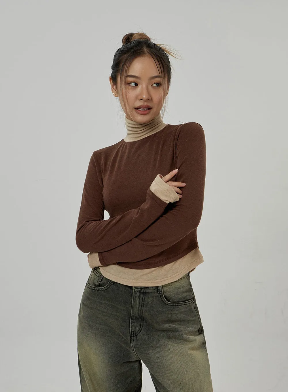 Layered Two Color Turtleneck CD26