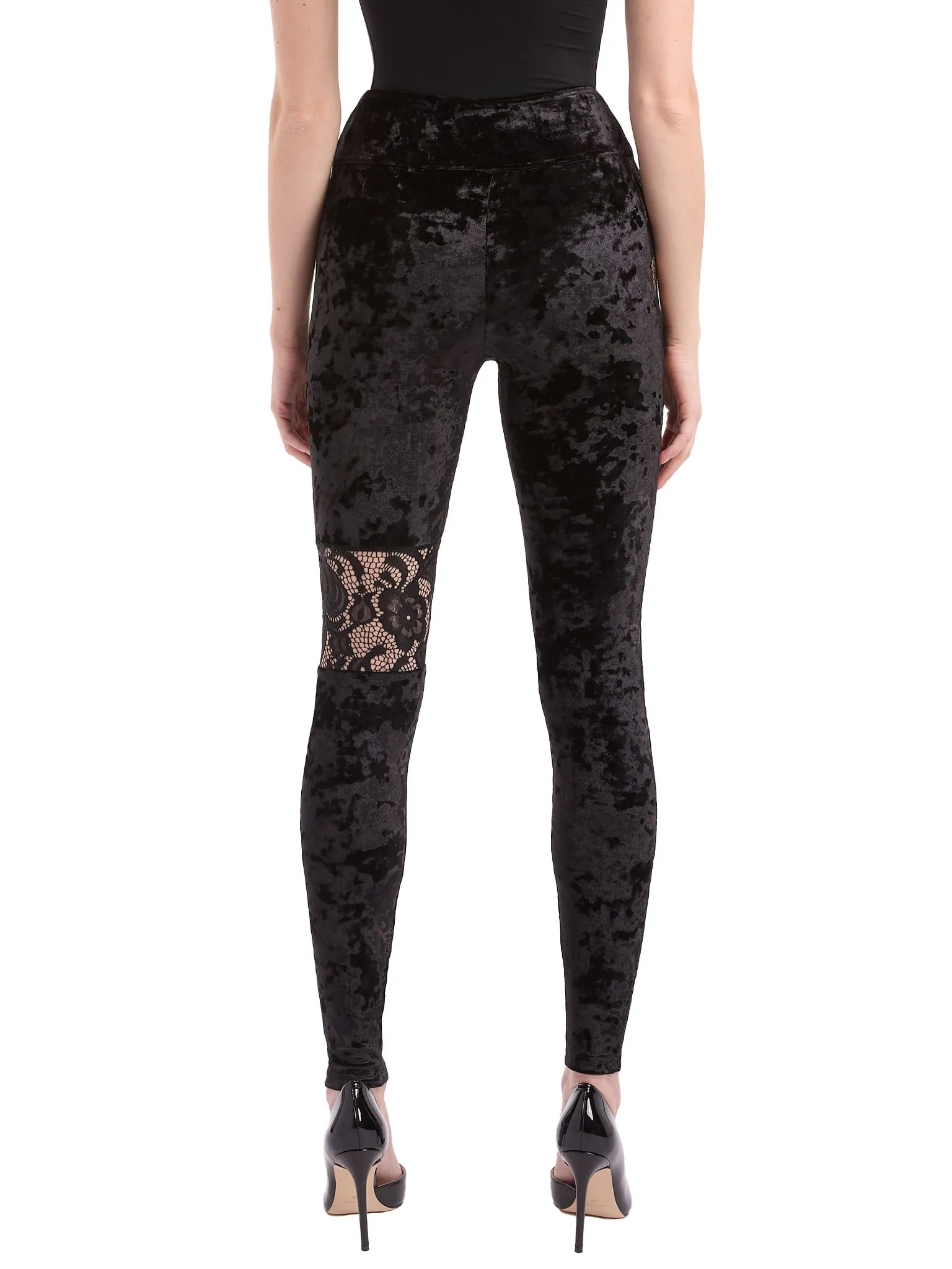 Leggings in Black Velvet and Lace