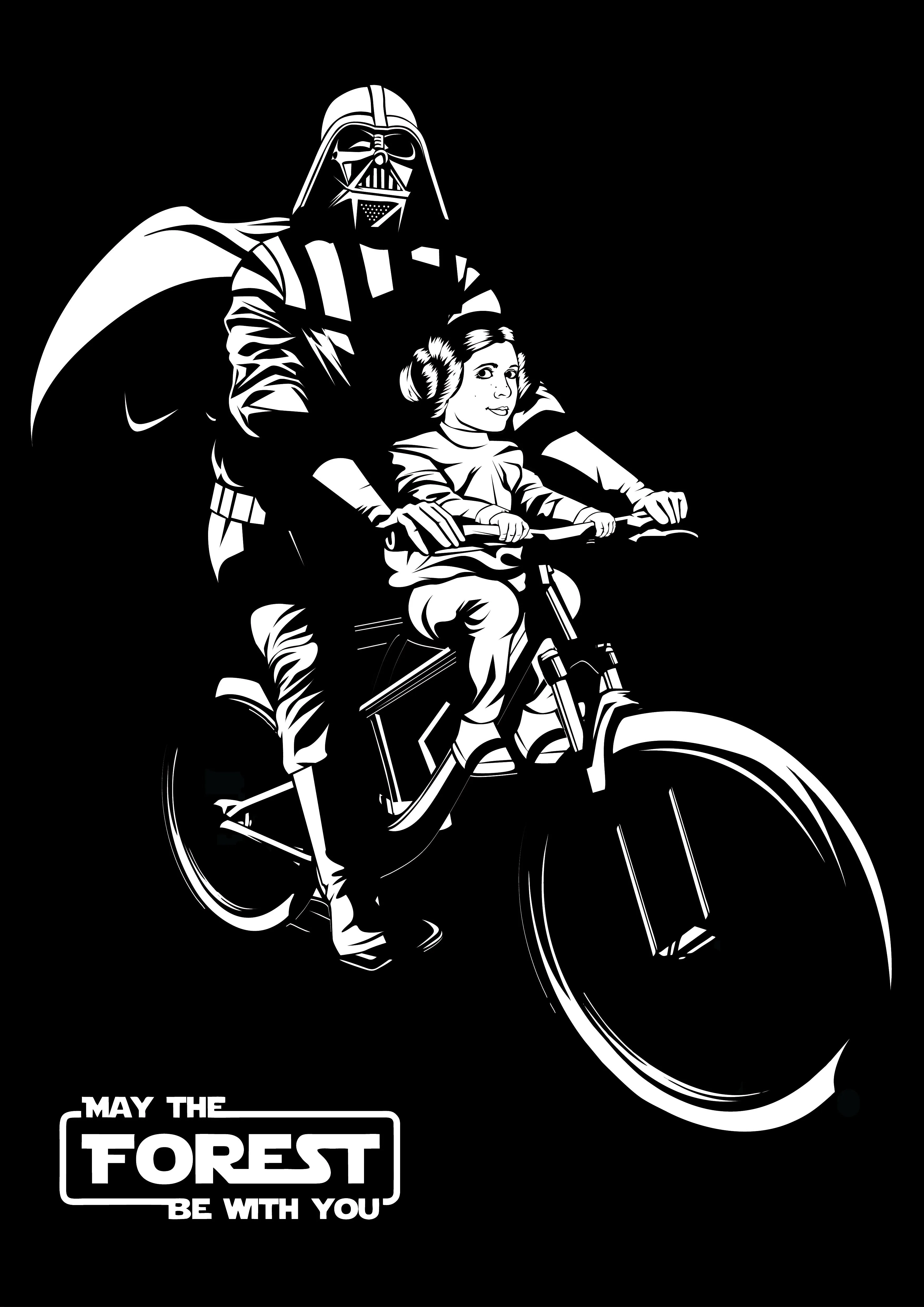 LEIA and Darth Unisex Mac Ride - Black Short Sleeve T-Shirt