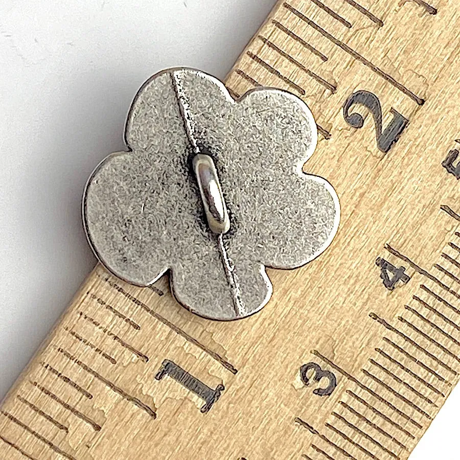 Lemon Flower Antique Silver 3/4" Shank Back Metal Button 20mm  #FJ-45