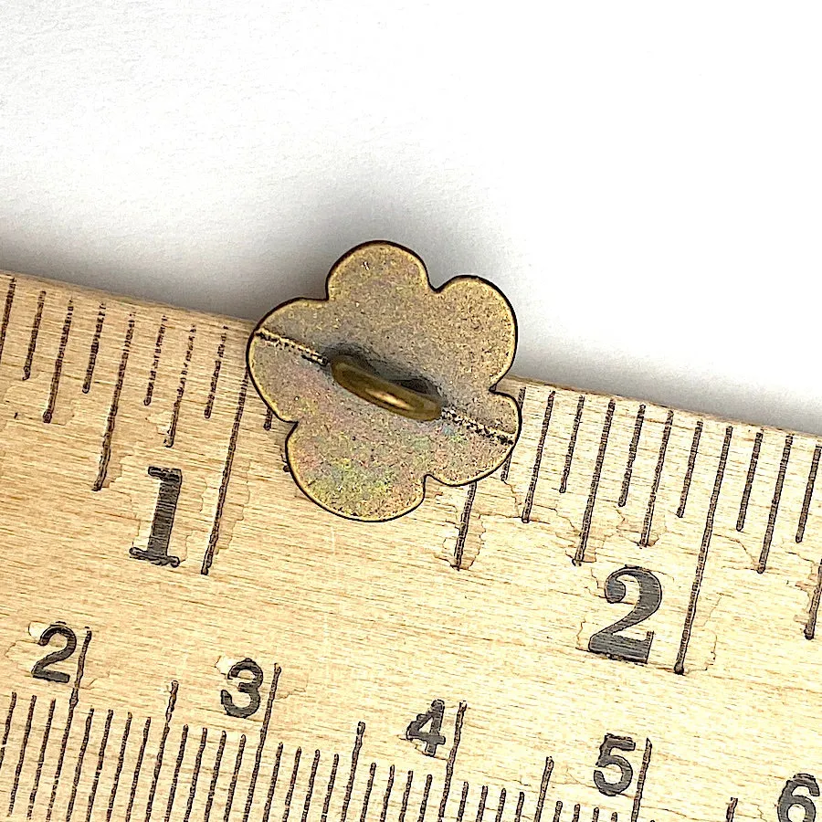 Lemon Flower Blossom, Antique Brass Smaller 9/16" Shank Back Metal Button 15mm  #FJ-47