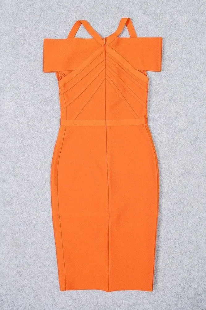 Leo Bandage Midi Dress - Apricot Orange