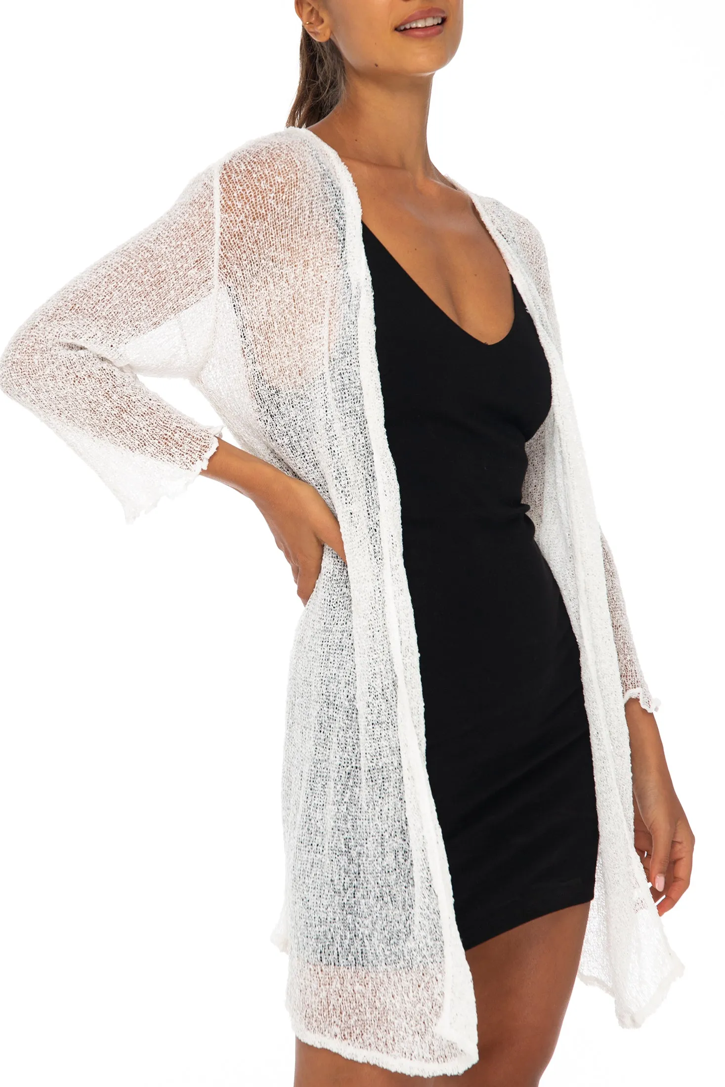 Long Open Front Kimono Jacket Shrug