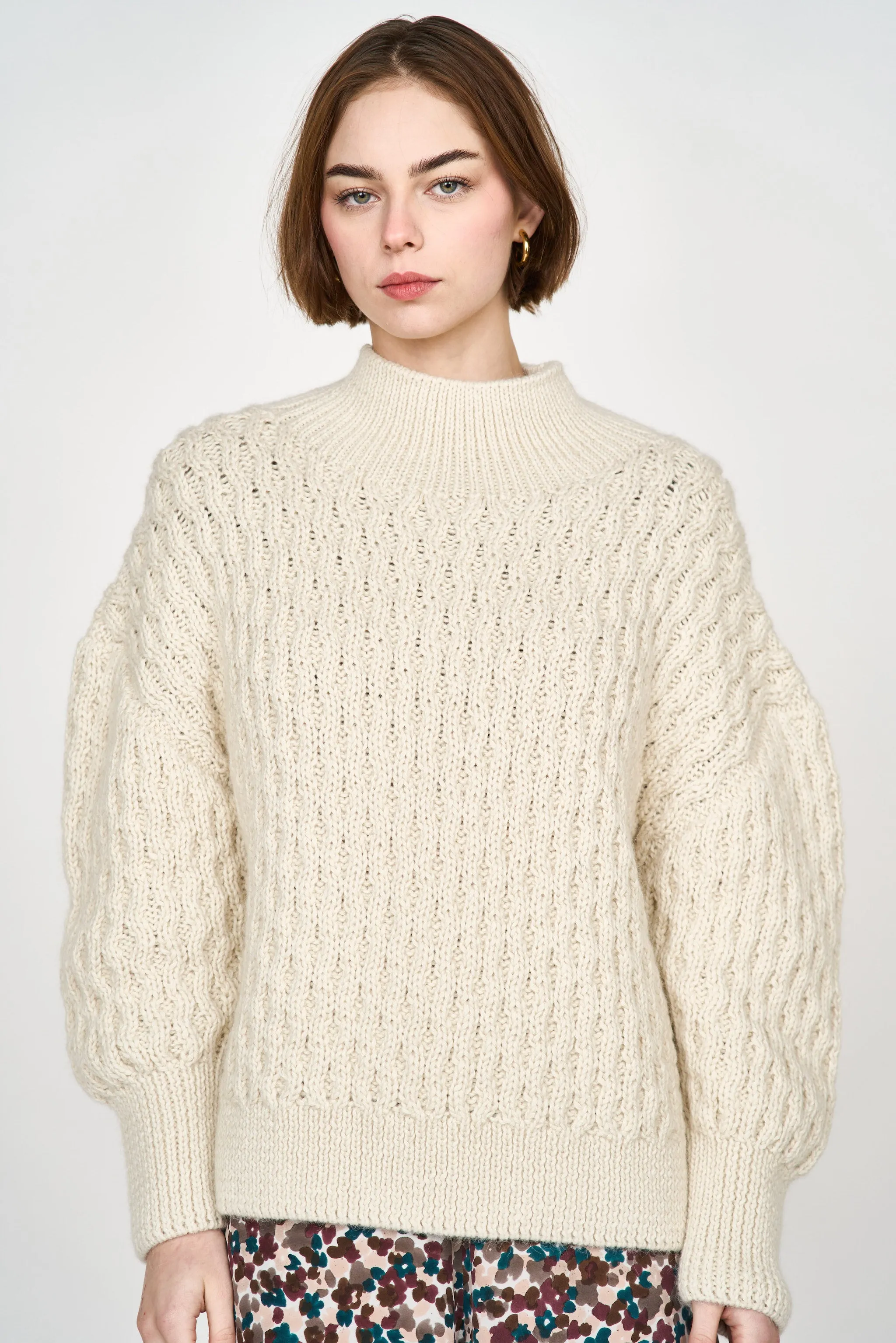 Megeve Honeycomb Turtleneck in Ivory