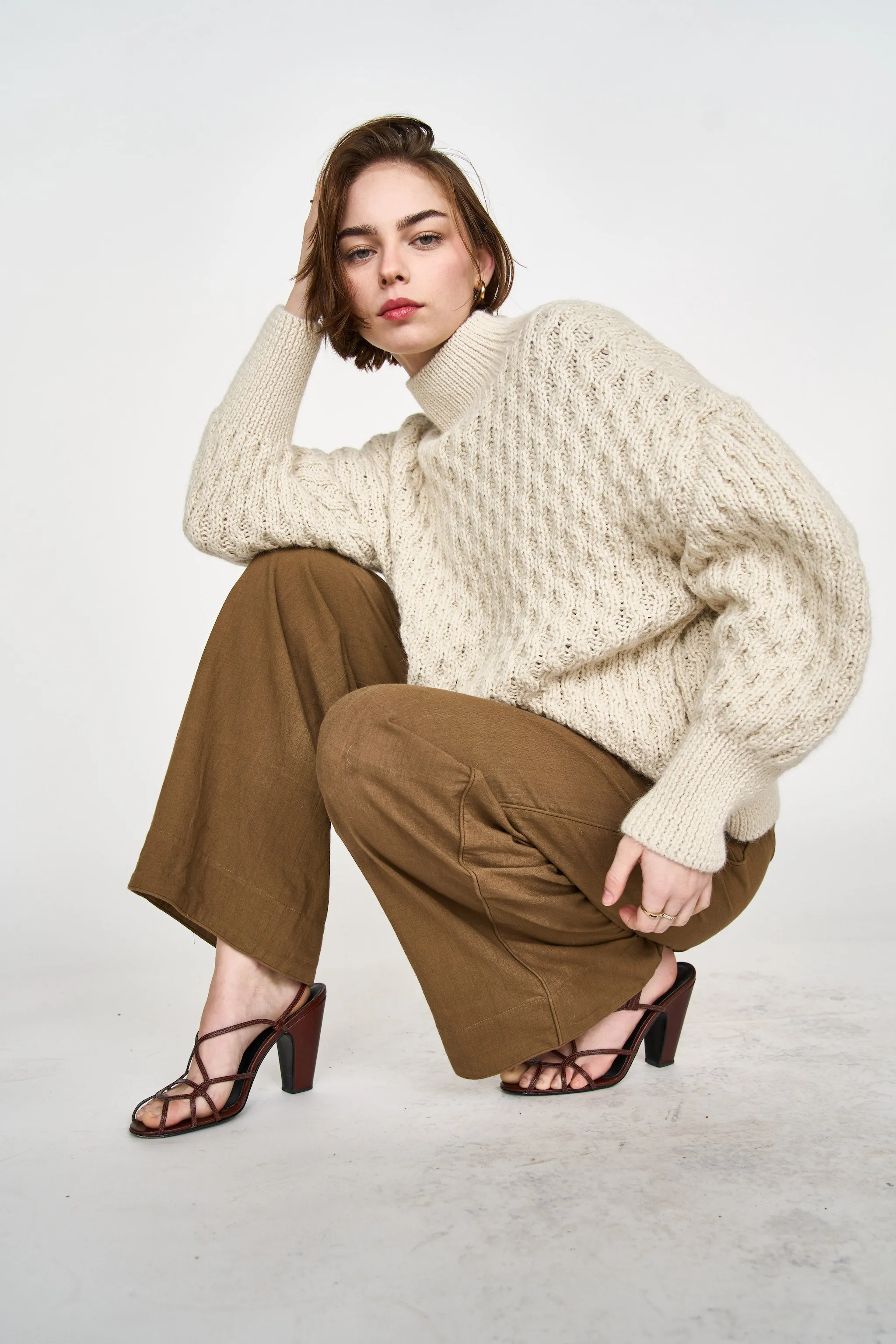 Megeve Honeycomb Turtleneck in Ivory