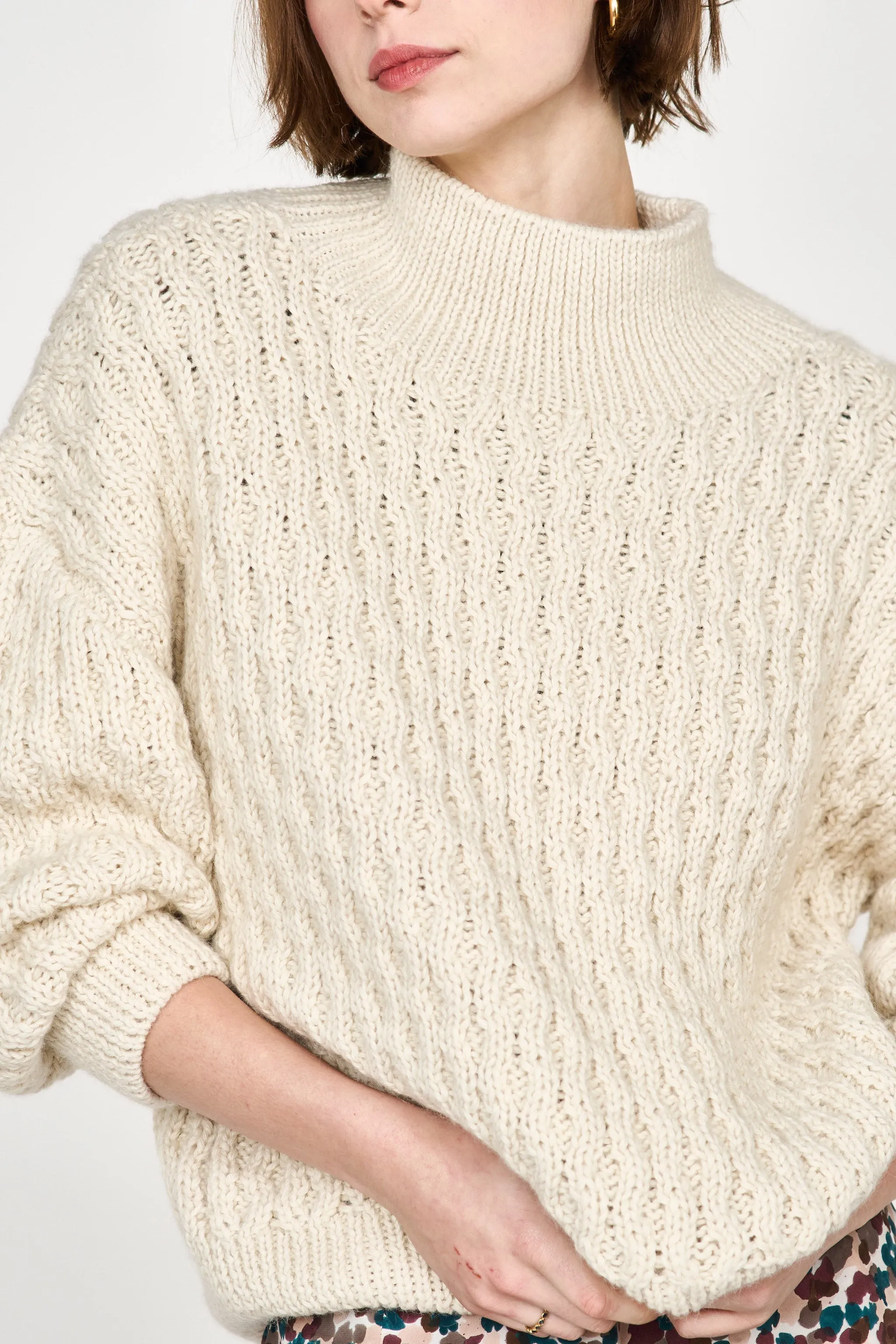 Megeve Honeycomb Turtleneck in Ivory