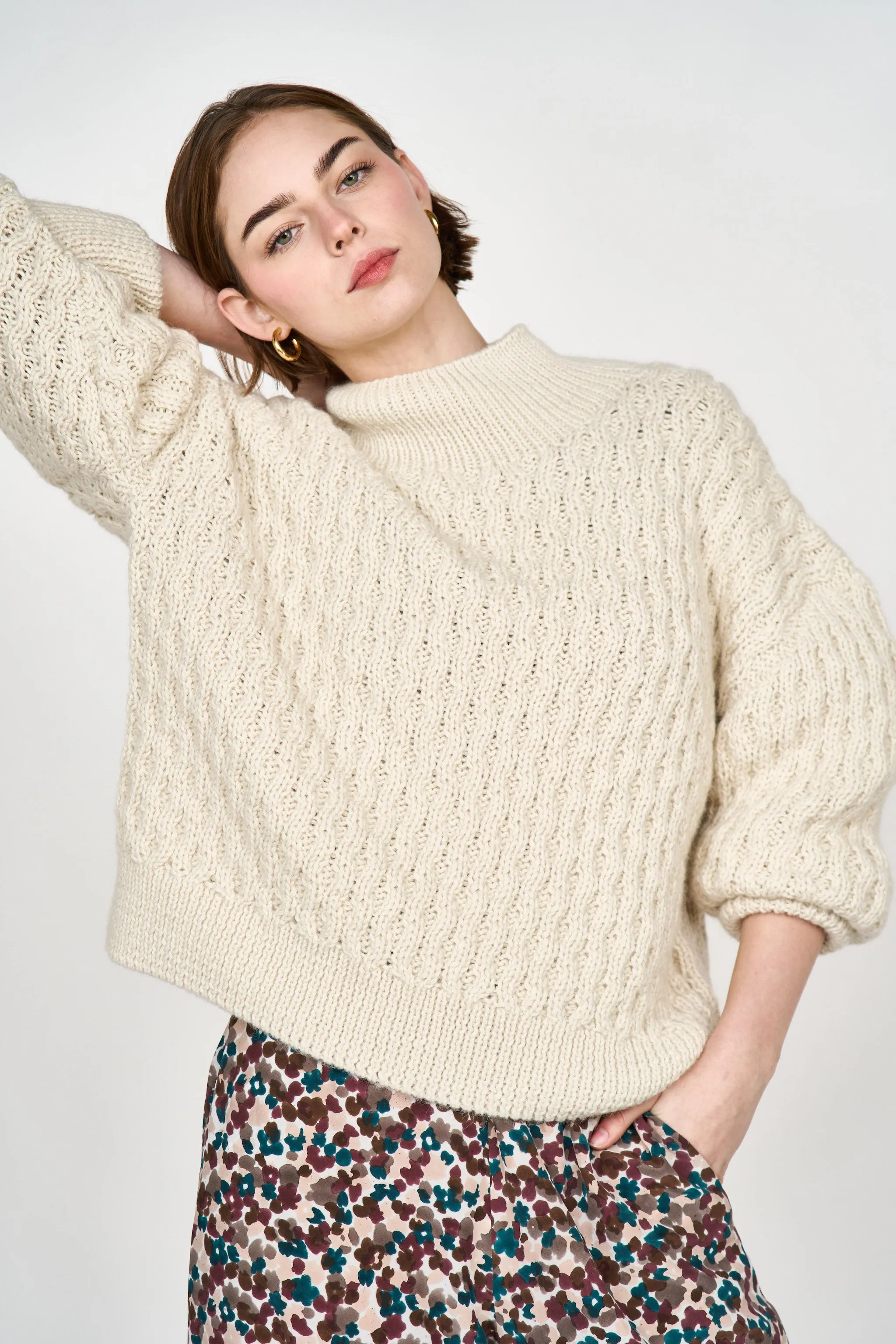 Megeve Honeycomb Turtleneck in Ivory