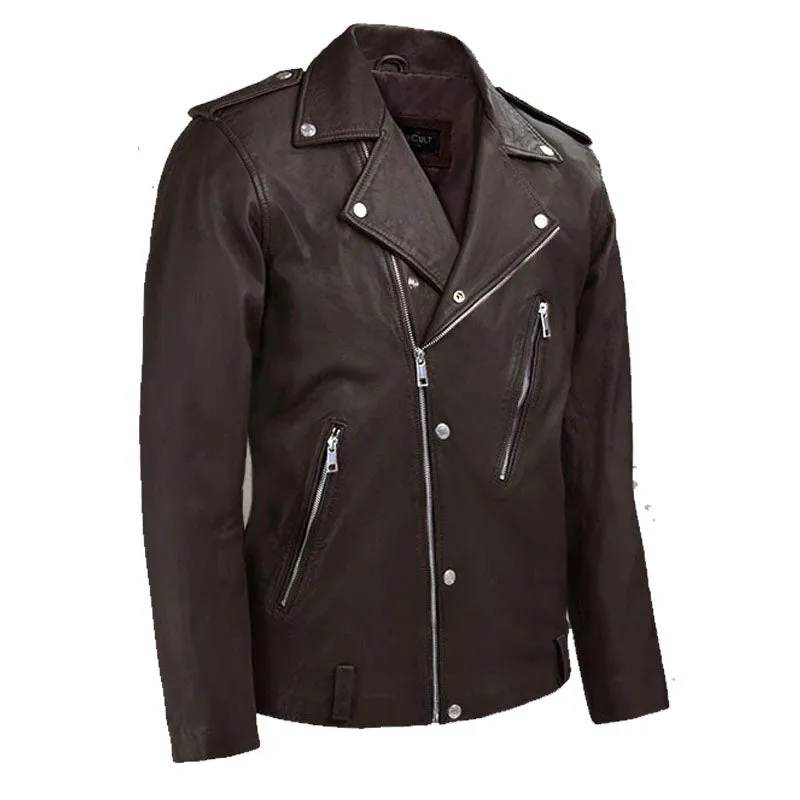 Mens Best Fashion Style Genuine Beast Brown Biker Leather Jacket