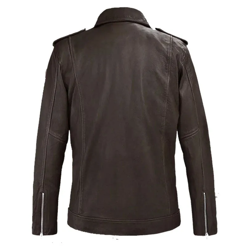 Mens Best Fashion Style Genuine Beast Brown Biker Leather Jacket