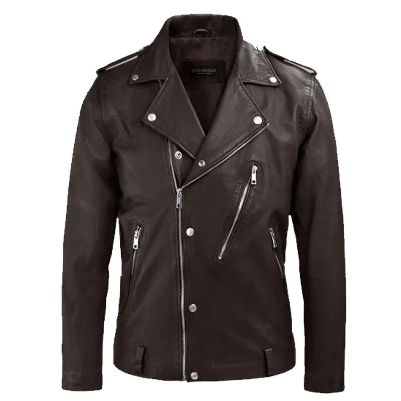 Mens Best Fashion Style Genuine Beast Brown Biker Leather Jacket