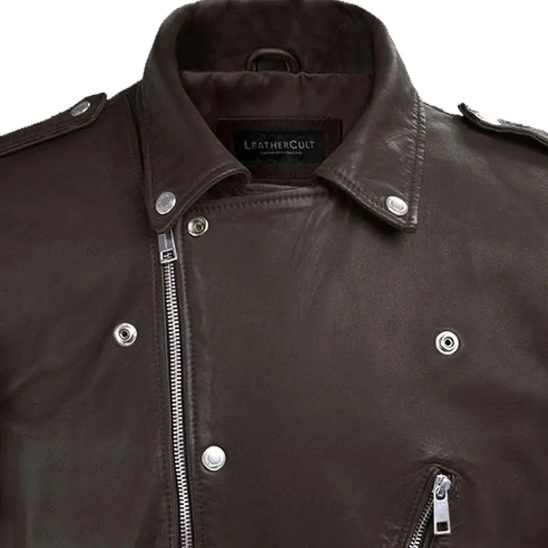 Mens Best Fashion Style Genuine Beast Brown Biker Leather Jacket