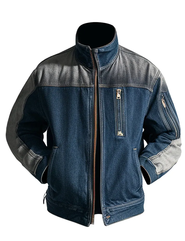 Men's Blue and Grey Harvest Denim Jacket