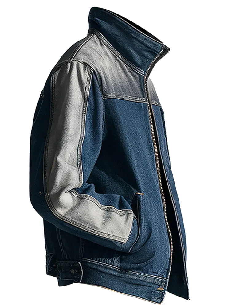 Men's Blue and Grey Harvest Denim Jacket