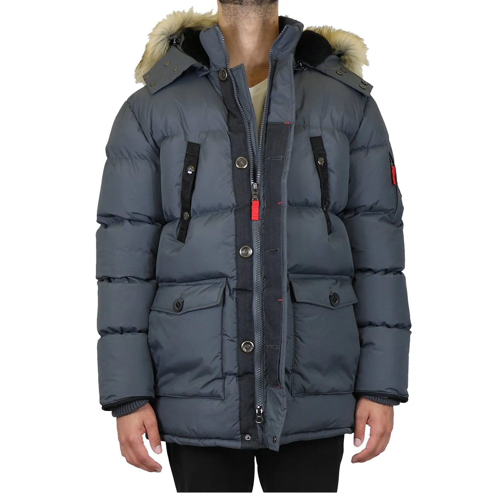 Mens Heavyweight Hooded Long Classic Parka Jacket Coat