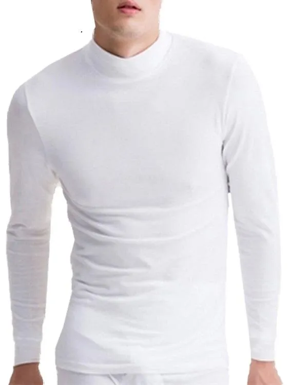 Mens High Collar Thermal Plain Shirts Warm Tee Tops Underwear Slim Fit T Shirts SKUA77444