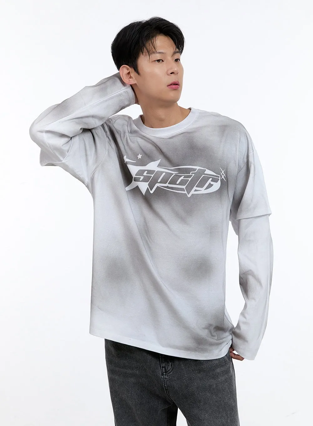 Men's Oversize Layered Tee and Long Sleeve IG427