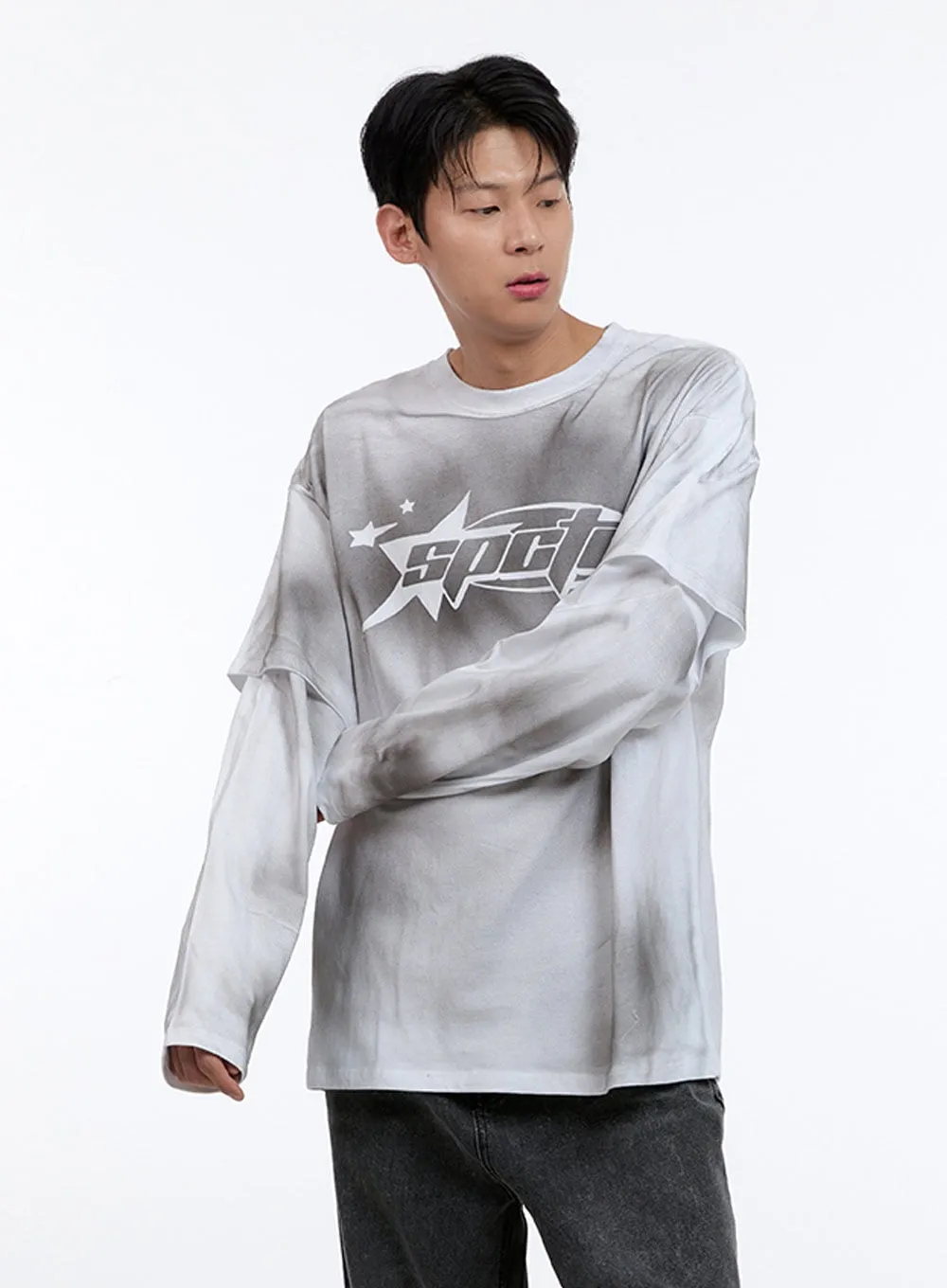 Men's Oversize Layered Tee and Long Sleeve IG427