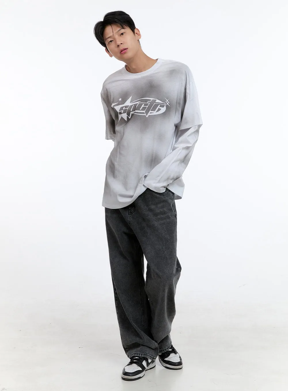 Men's Oversize Layered Tee and Long Sleeve IG427