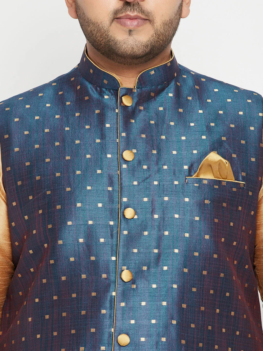 Men's Plus Blue Nehru Jacket - Vastramay