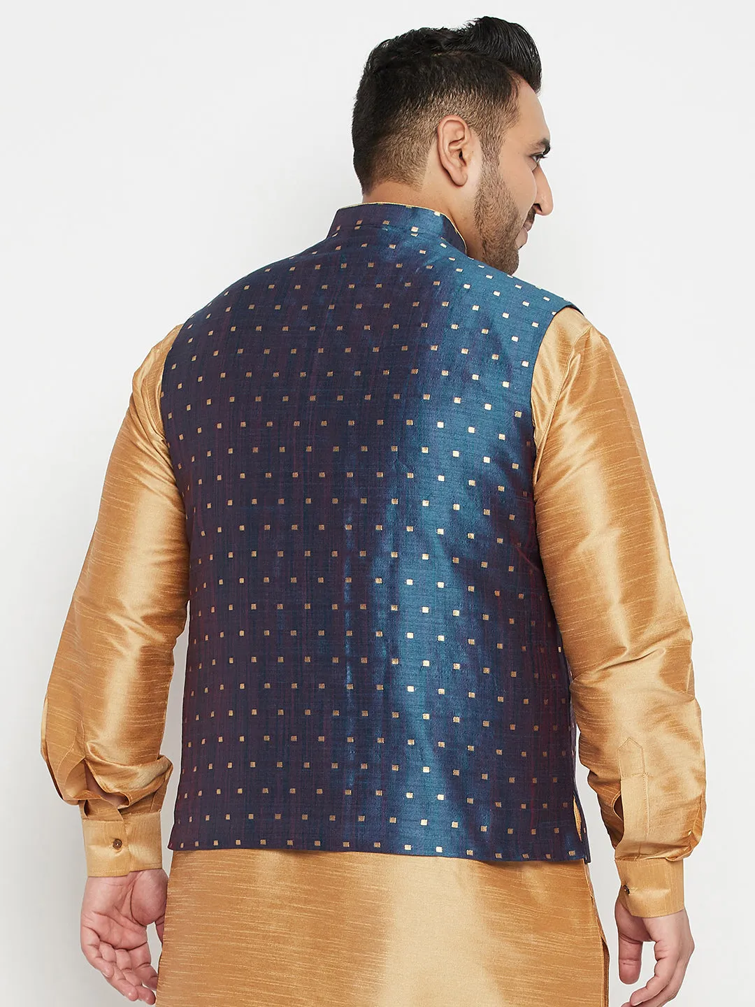 Men's Plus Blue Nehru Jacket - Vastramay