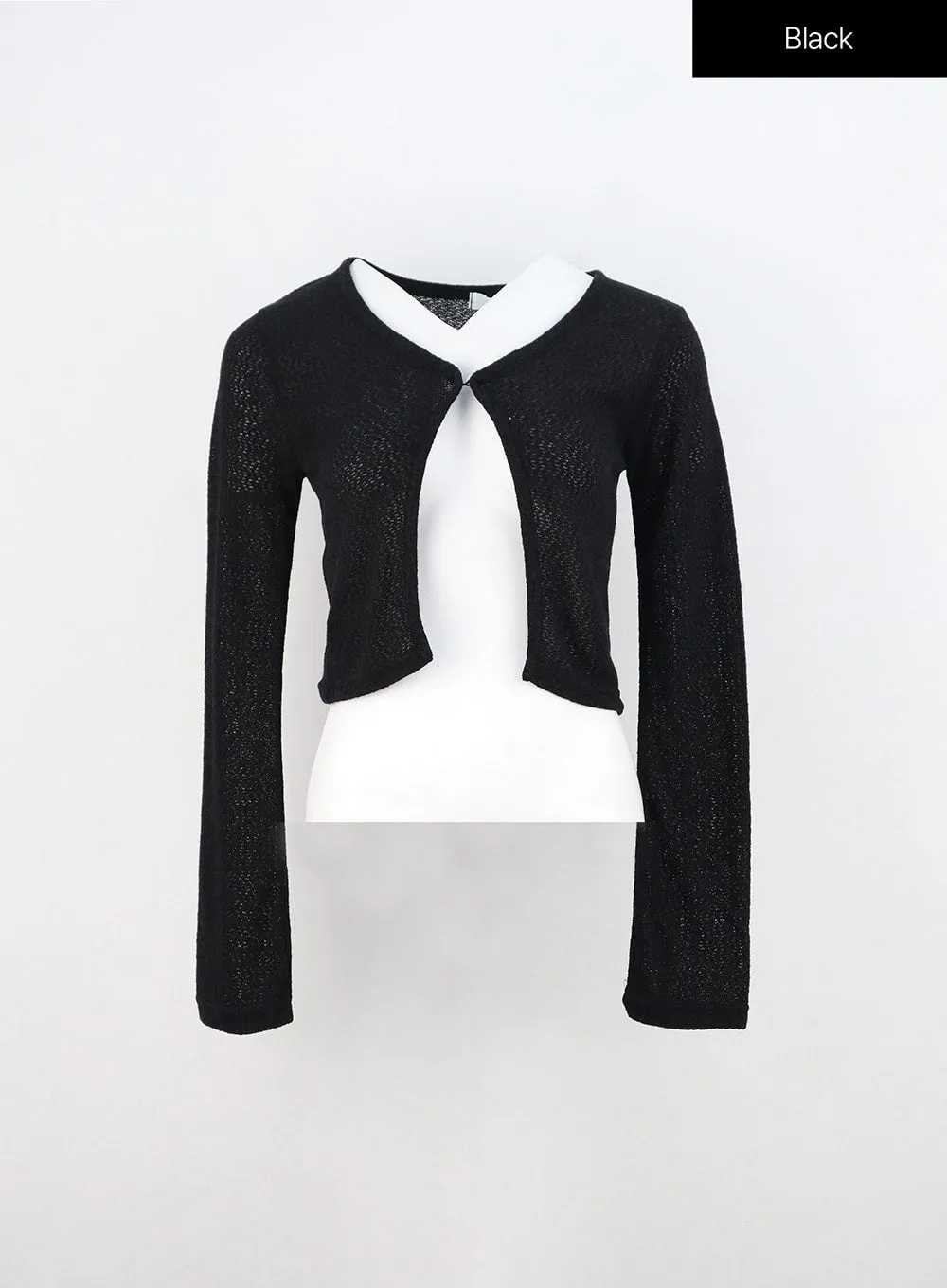 Mesh Long Sleeve Crop Cardigan IN310