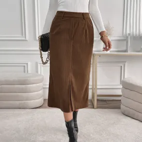 METAVERSMALL 2025 foreign trade  retro corduroy skirt autumn and winter temperament split fork versatile skirt women