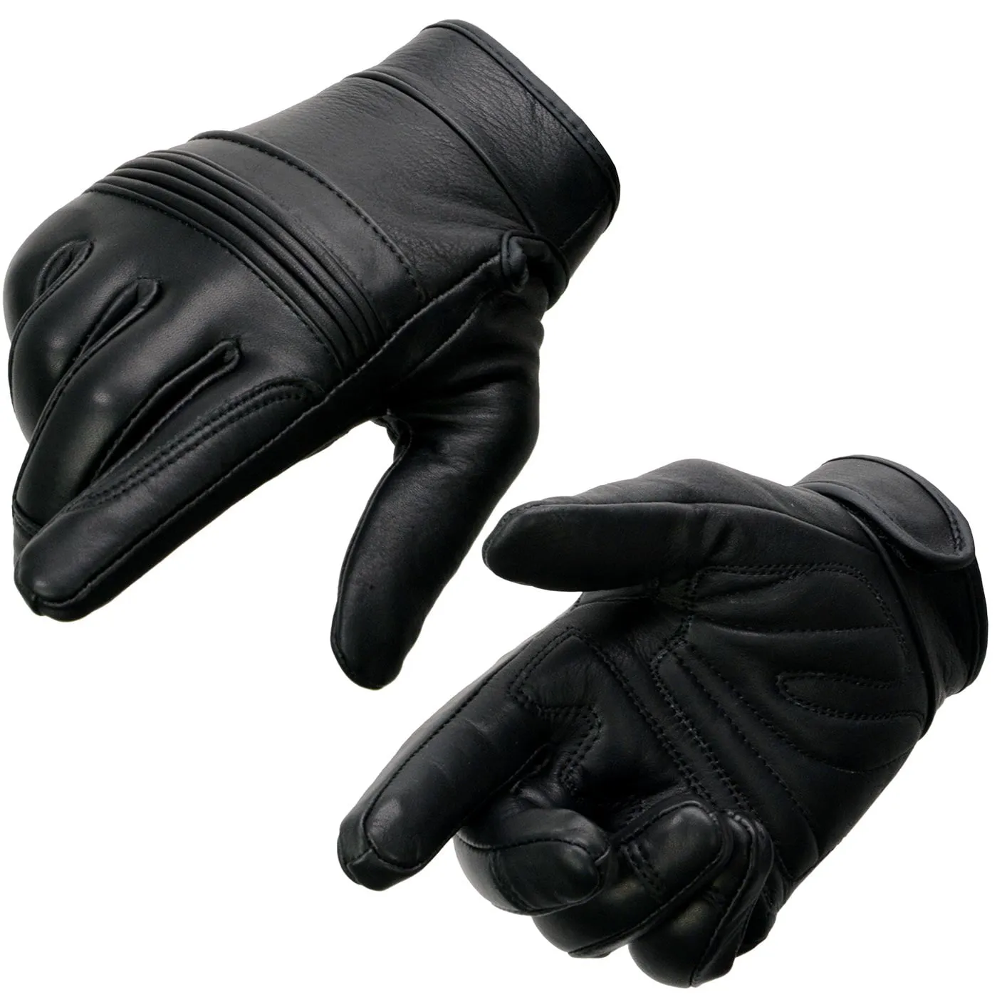 Milwaukee Leather MG7535 Men's Black Leather with Gel Palm Motorcycle Hand Gloves w/ Flex Knuckles