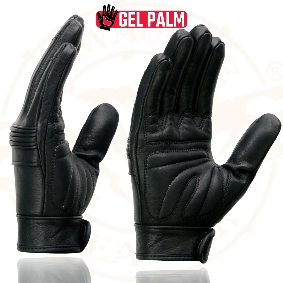 Milwaukee Leather MG7535 Men's Black Leather with Gel Palm Motorcycle Hand Gloves w/ Flex Knuckles